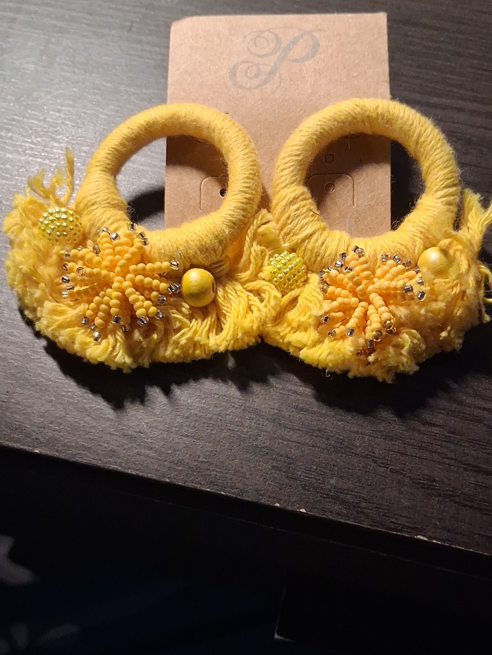 Plunder Yellow Beaded Floral Hair Hoops